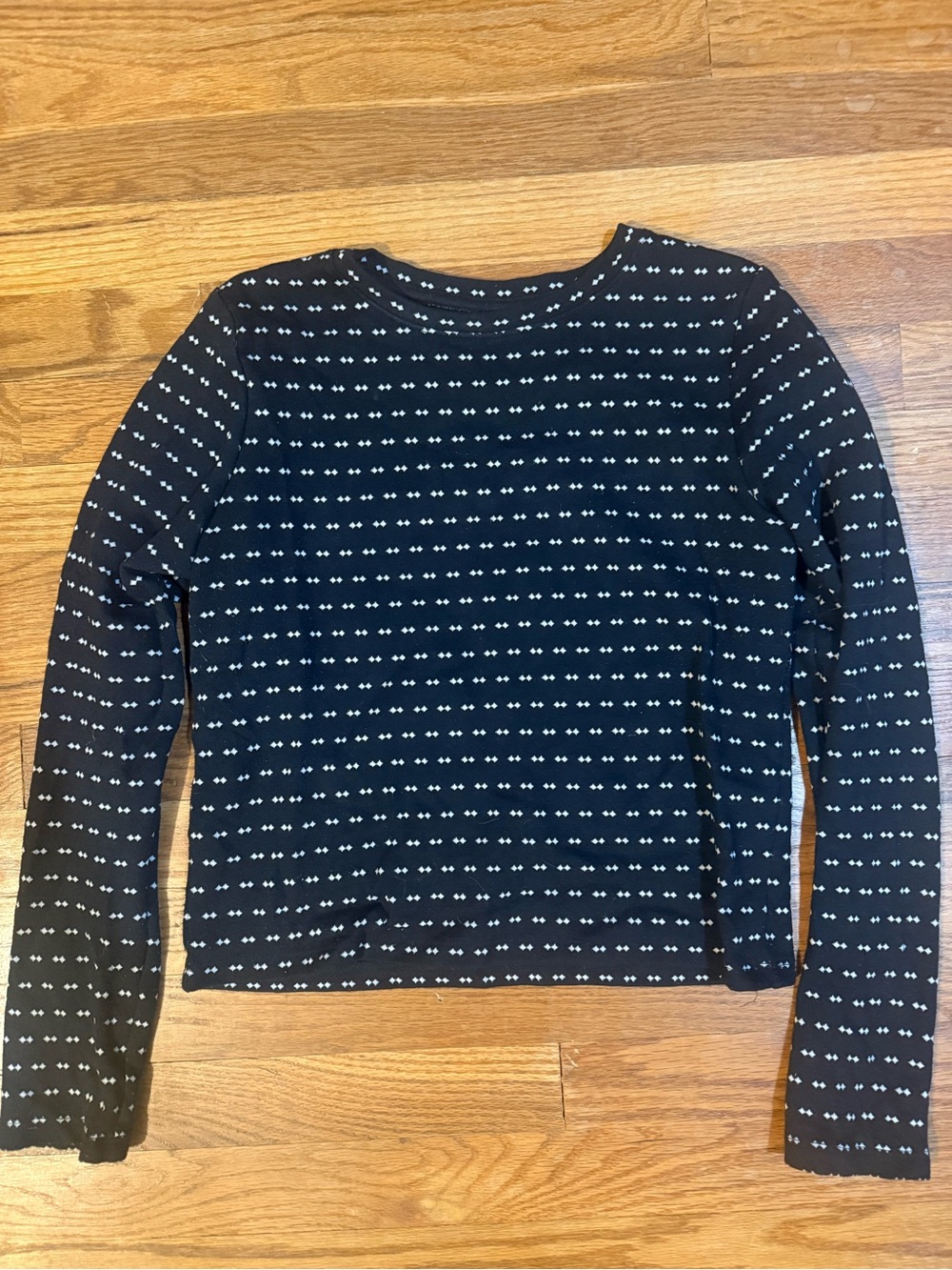 Lou & Grey Blue Long-Sleeve Tee with White Dot Stripe Pattern